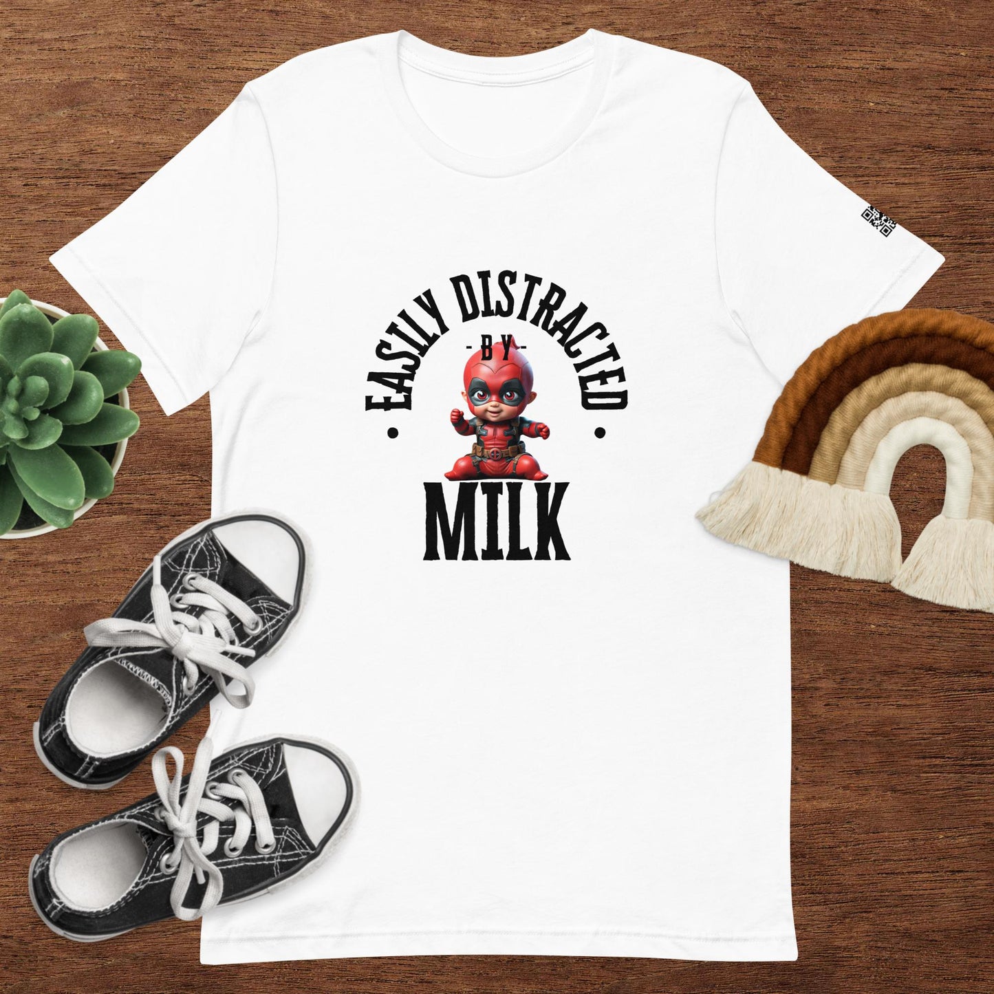 Baby Deadpool "Easily Distracted by Milk" Unisex t-shirt
