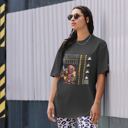 Deadpool "Maximum Effort" Oversized faded t-shirt